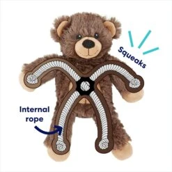 Frisco Bear Plush With Inside Rope Squeaky Dog Toy -Frisco 147061 PT2. AC SS1800 V1695670751