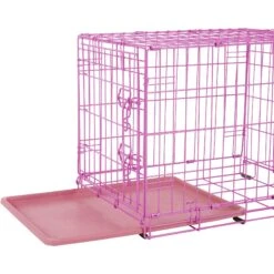 Frisco Fold & Carry Single Door Collapsible Wire Dog Crate, Pink -Frisco 160806 PT3. AC SS1800 V1561066324