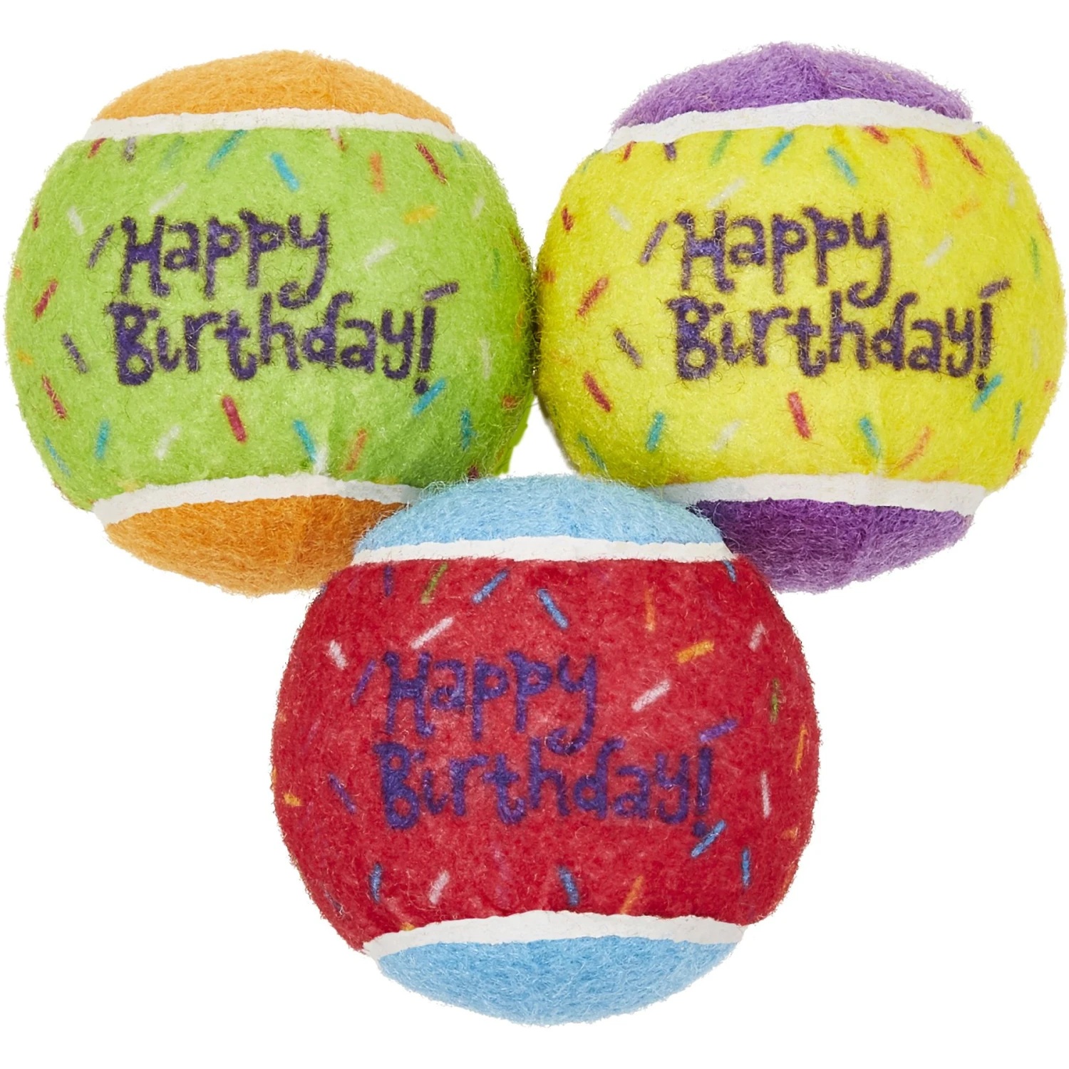 Frisco Birthday Fetch Squeaky Tennis Ball Dog Toy 1 Frisco Birthday Fetch Squeaky Tennis Ball Dog Toy