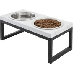 Frisco Marble Print Stainless Steel Double Elevated Dog Bowl -Frisco 216017 PT2. AC SS1800 V1591020395