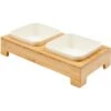 Frisco Square Melamine Dog & Cat Bowl Set With Bamboo Stand