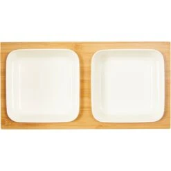 Frisco Square Melamine Dog & Cat Bowl Set With Bamboo Stand -Frisco 232076 PT2. AC SS1800 V1605110607