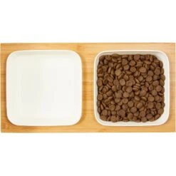 Frisco Square Melamine Dog & Cat Bowl Set With Bamboo Stand -Frisco 232076 PT3. AC SS1800 V1605145031