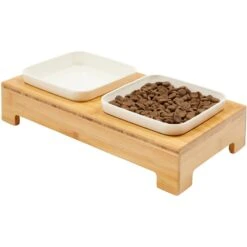 Frisco Square Melamine Dog & Cat Bowl Set With Bamboo Stand -Frisco 232076 PT6. AC SS1800 V1684761684