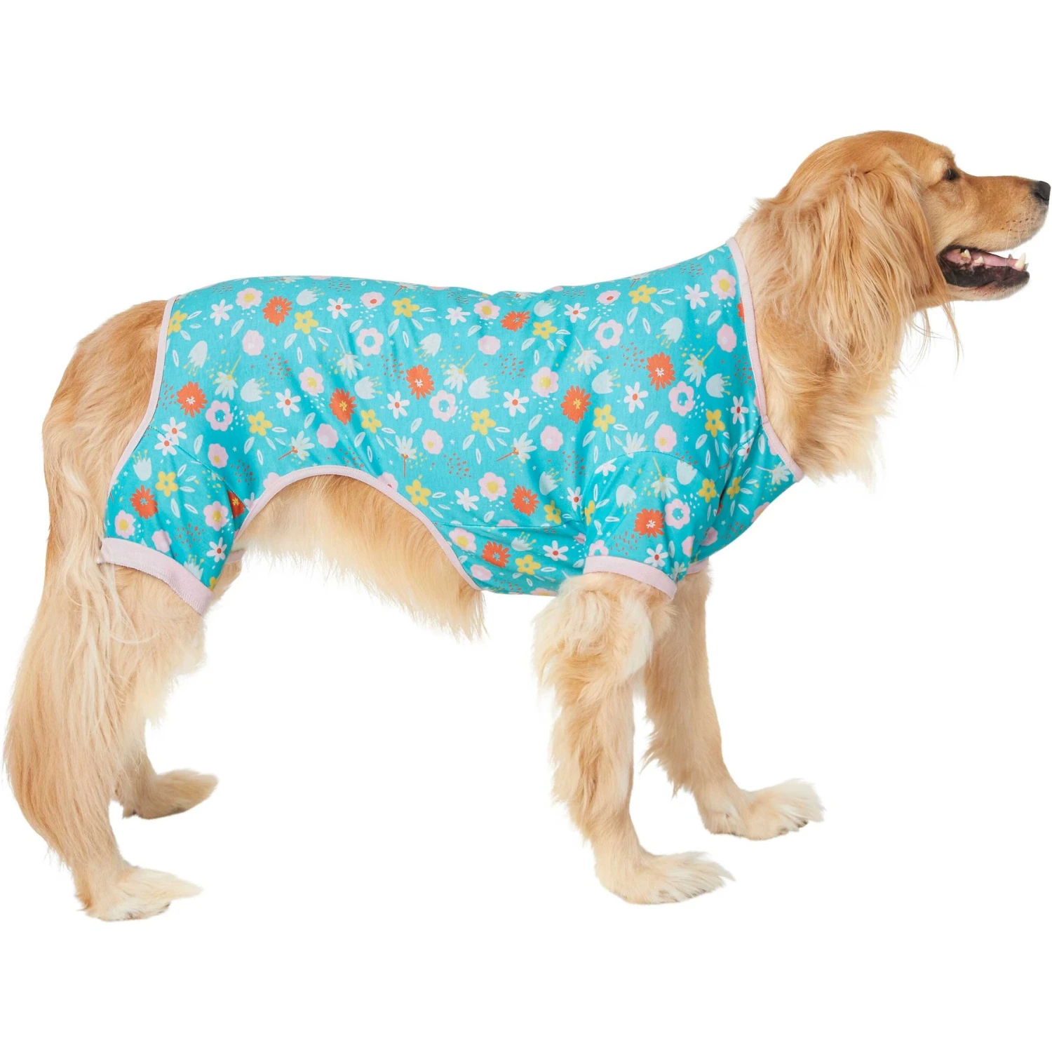 Frisco Teal Floral Dog & Cat Jersey PJs 3 Frisco Teal Floral Dog & Cat Jersey PJs - Image 3
