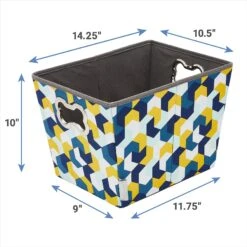 Frisco Rectangle Collapsible Pet Toy Storage Bin, Yellow Geometric -Frisco 250578 PT2. AC SS1800 V1613774487