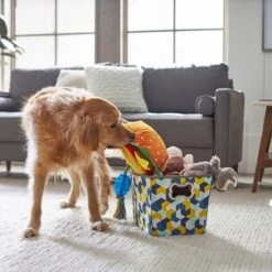 Frisco Rectangle Collapsible Pet Toy Storage Bin, Yellow Geometric -Frisco 250578 PT3. AC SS1800 V1615572198