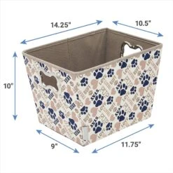 Frisco Rectangle Collapsible Pet Toy Storage Bin, Tan Novelty Paws -Frisco 250581 PT2. AC SS1800 V1613773601