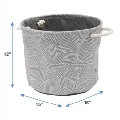 Frisco Round Collapsible Pet Toy Storage Bin, Gray Basket Weave -Frisco 250585 PT2. AC SS1800 V1613774793