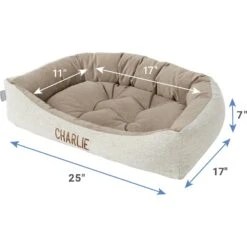 Frisco Rectangular Personalized Bolster Dog Bed W/Removable Cover, Beige, Medium -Frisco 252613 PT2. AC SS1800 V1605142360