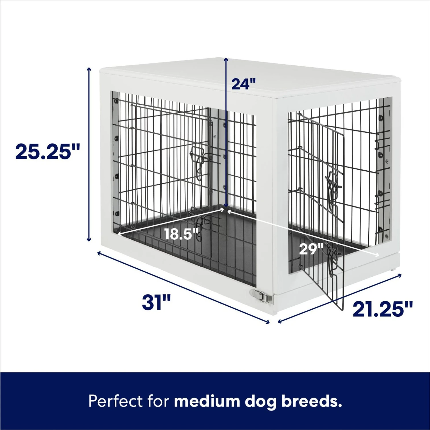 Frisco Double Door Furniture Style Dog Crate, White 2 Frisco Double Door Furniture Style Dog Crate, White - Image 2