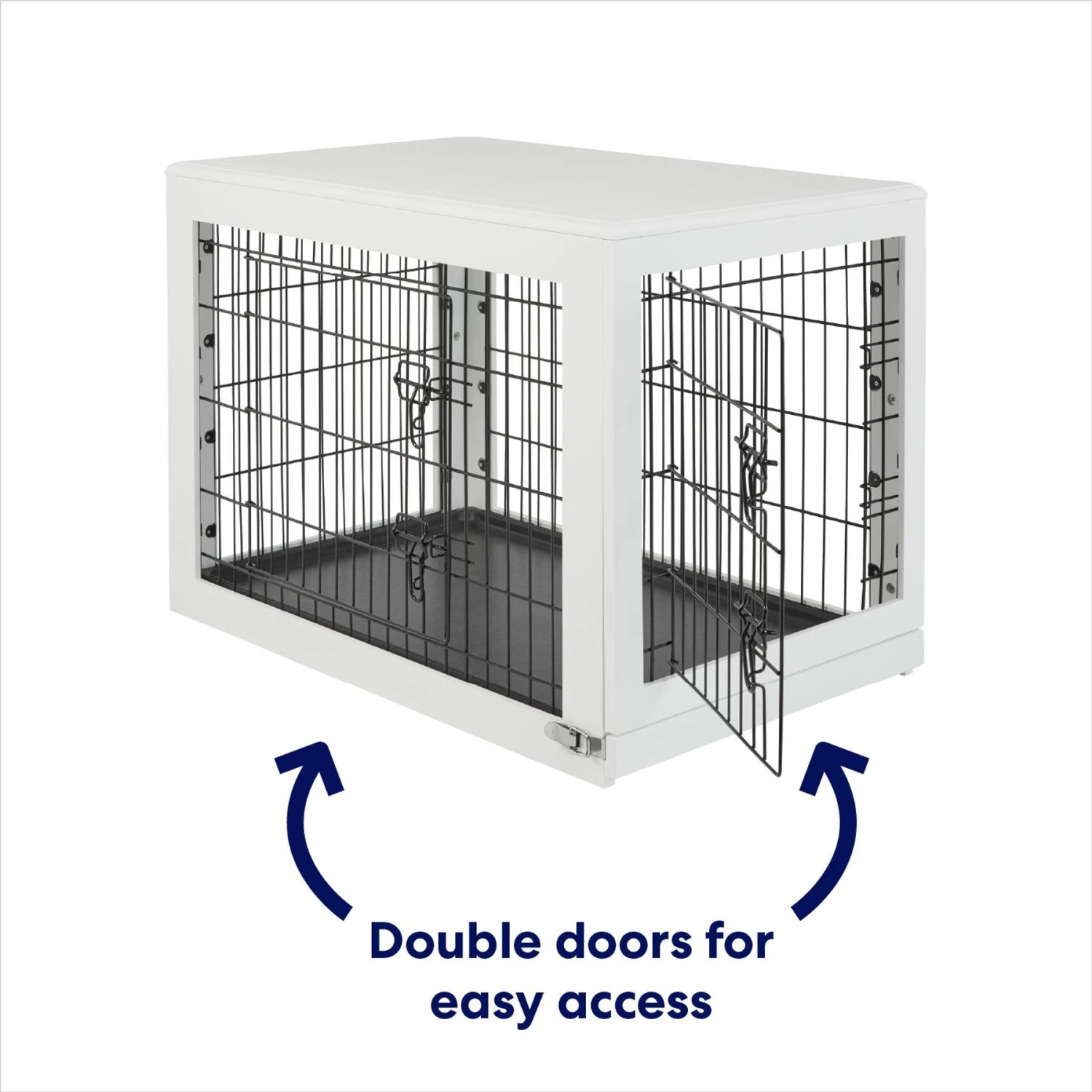 Frisco Double Door Furniture Style Dog Crate, White 3 Frisco Double Door Furniture Style Dog Crate, White - Image 3