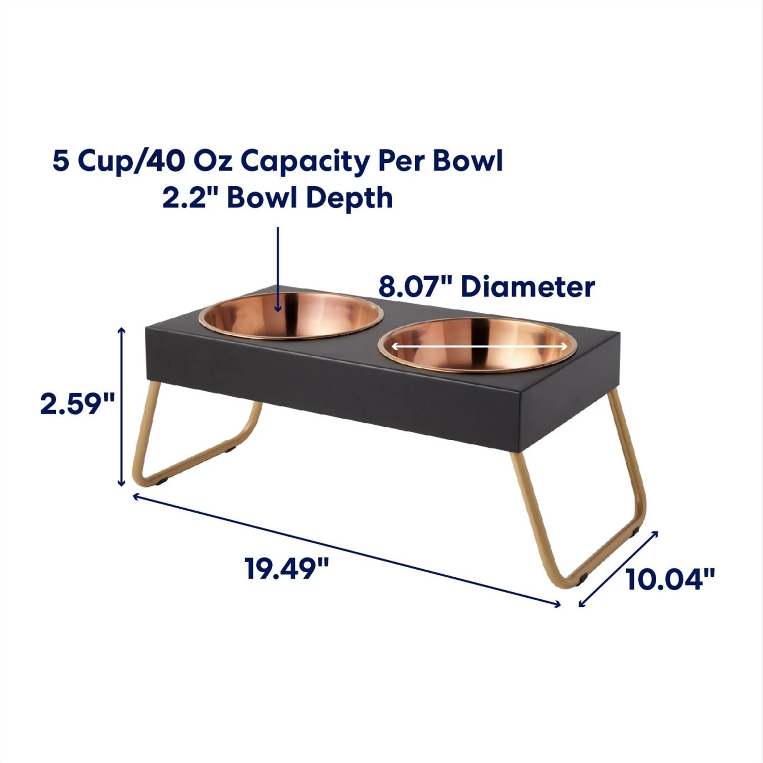Frisco Copper Stainless Steel Elevated Foldable Double Dog & Cat Bowls 2 Frisco Copper Stainless Steel Elevated Foldable Double Dog & Cat Bowls - Image 2