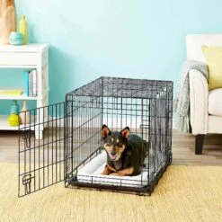 Frisco Heavy Duty Fold & Carry Double Door Collapsible Wire Dog Crate & Frisco Micro Terry Dog Crate Mat -Frisco 255531 PT2. AC SS1800 V1604149293