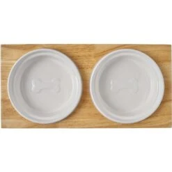 Frisco Ceramic Dog & Cat Double Diner With Elevated Wood Stand -Frisco 256052 PT5. AC SS1800 V1615313559