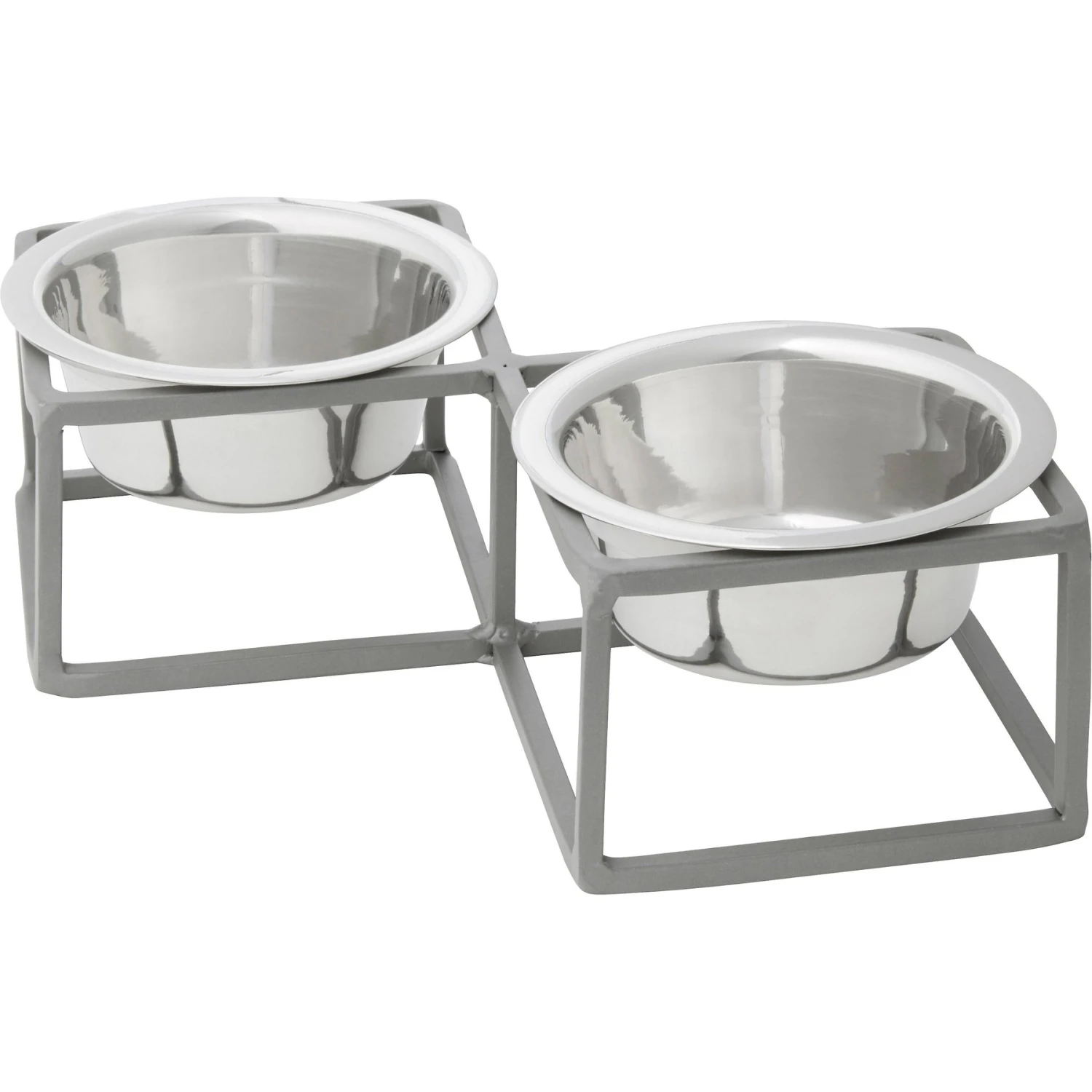 Frisco Elevated Diamond Stainless Steel Double Diner Dog & Cat Bowl 3 Frisco Elevated Diamond Stainless Steel Double Diner Dog & Cat Bowl - Image 3