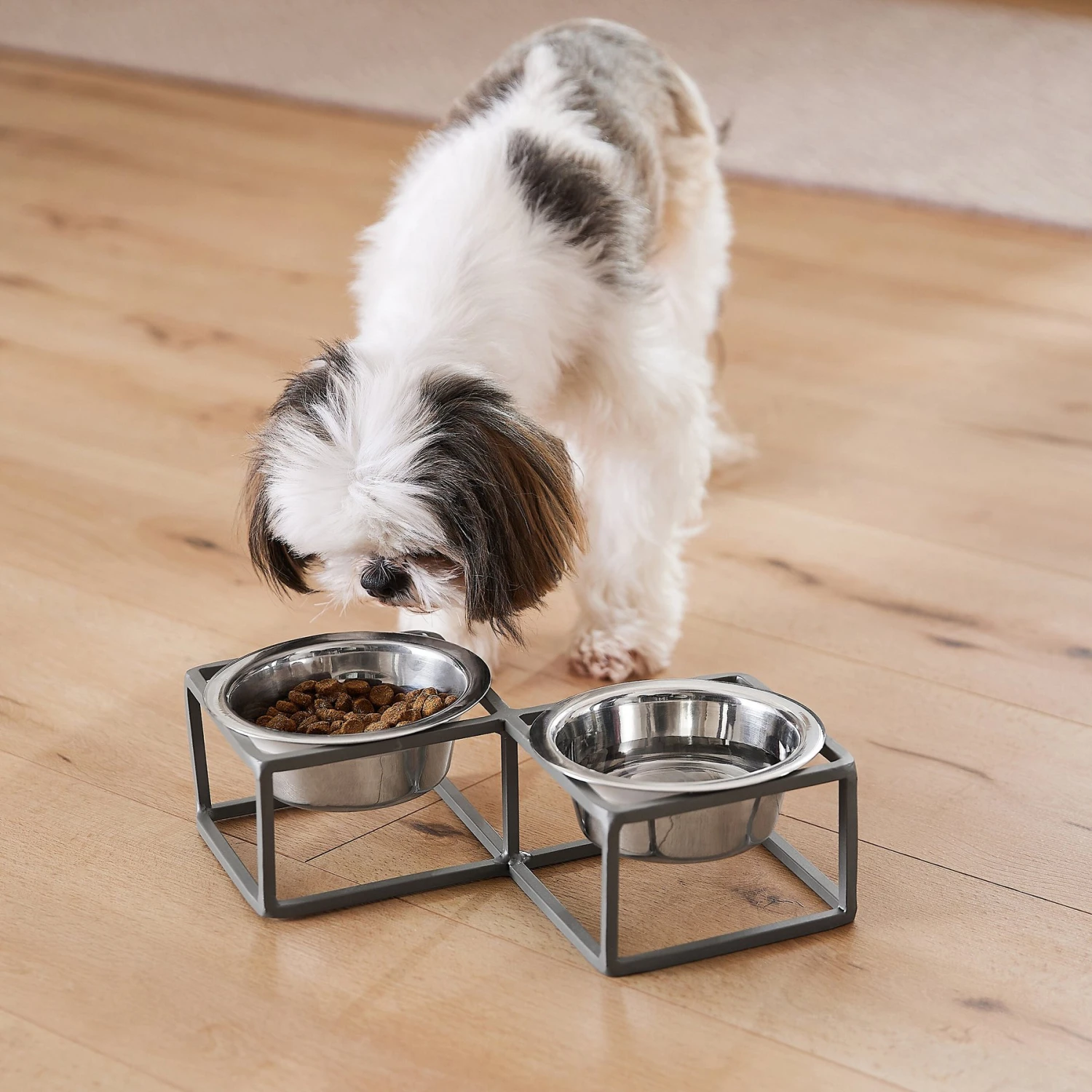 Frisco Elevated Diamond Stainless Steel Double Diner Dog & Cat Bowl 7 Frisco Elevated Diamond Stainless Steel Double Diner Dog & Cat Bowl - Image 7