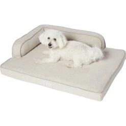Frisco Faux Linen Corner Personalized Bolster Dog Bed W/Removable Cover -Frisco 262158 PT2. AC SS1800 V1615568495