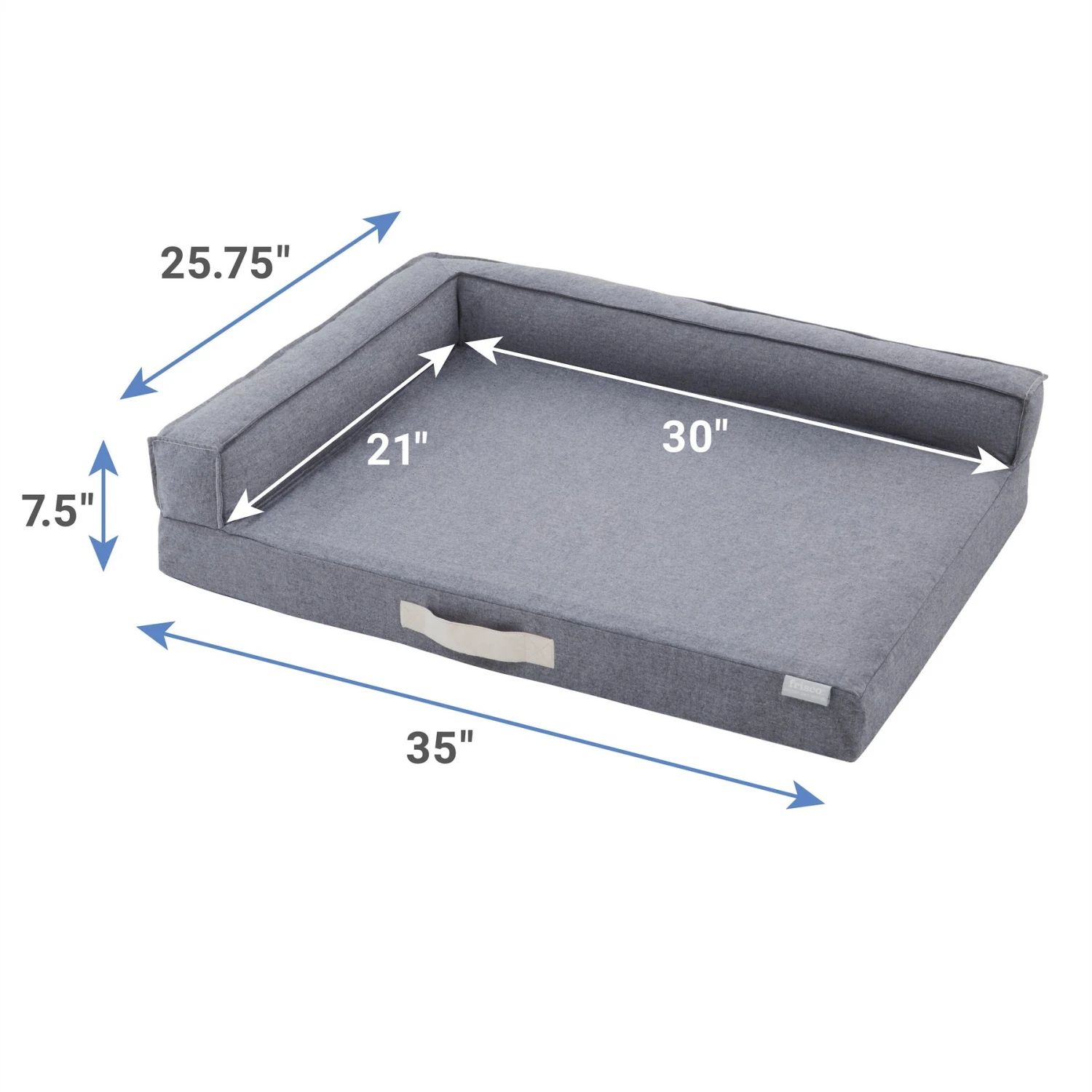 Frisco Chambray Orthopedic Corner Sofa Bolster Dog Bed W/Removable Cover 2 Frisco Chambray Orthopedic Corner Sofa Bolster Dog Bed W/Removable Cover - Image 2