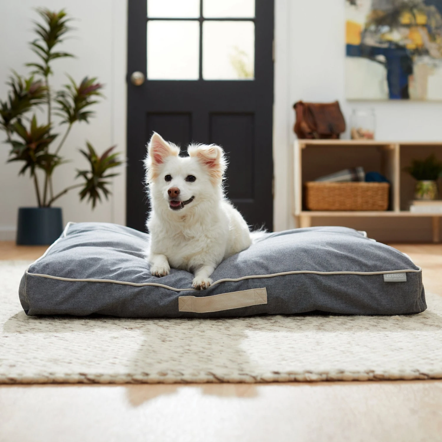Frisco Chambray Pillow Dog Bed W/Removable Cover 1 Frisco Chambray Pillow Dog Bed W/Removable Cover