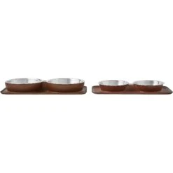 Frisco Silicone Stainless Steel Double Diner Dog & Cat Bowl, Brown 12 Frisco Silicone Stainless Steel Double Diner Dog & Cat Bowl, Brown -Frisco 277551 PT5. AC SS1800 V1627936139