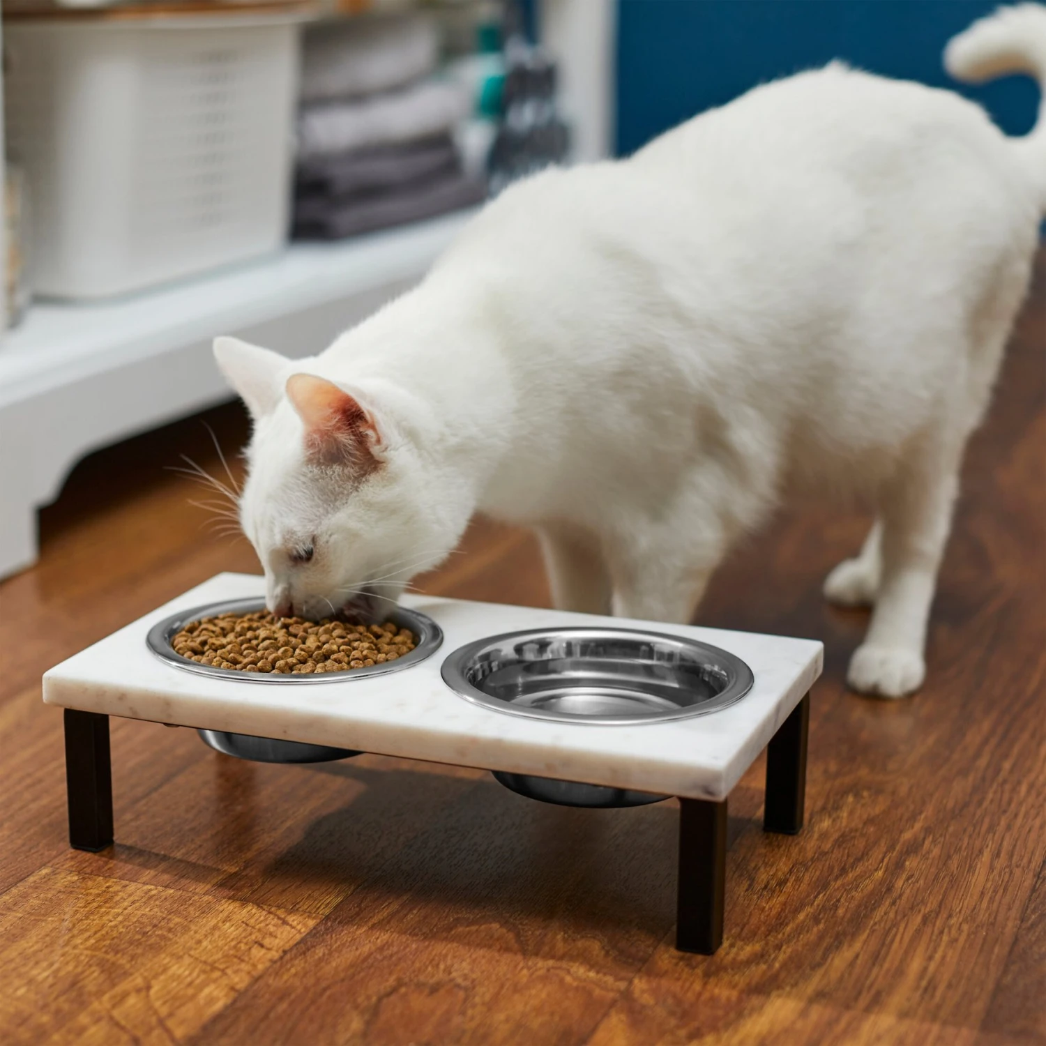 Frisco Marble Elevated Stainless Steel Double Diner Dog & Cat Bowls 4 Frisco Marble Elevated Stainless Steel Double Diner Dog & Cat Bowls - Image 4
