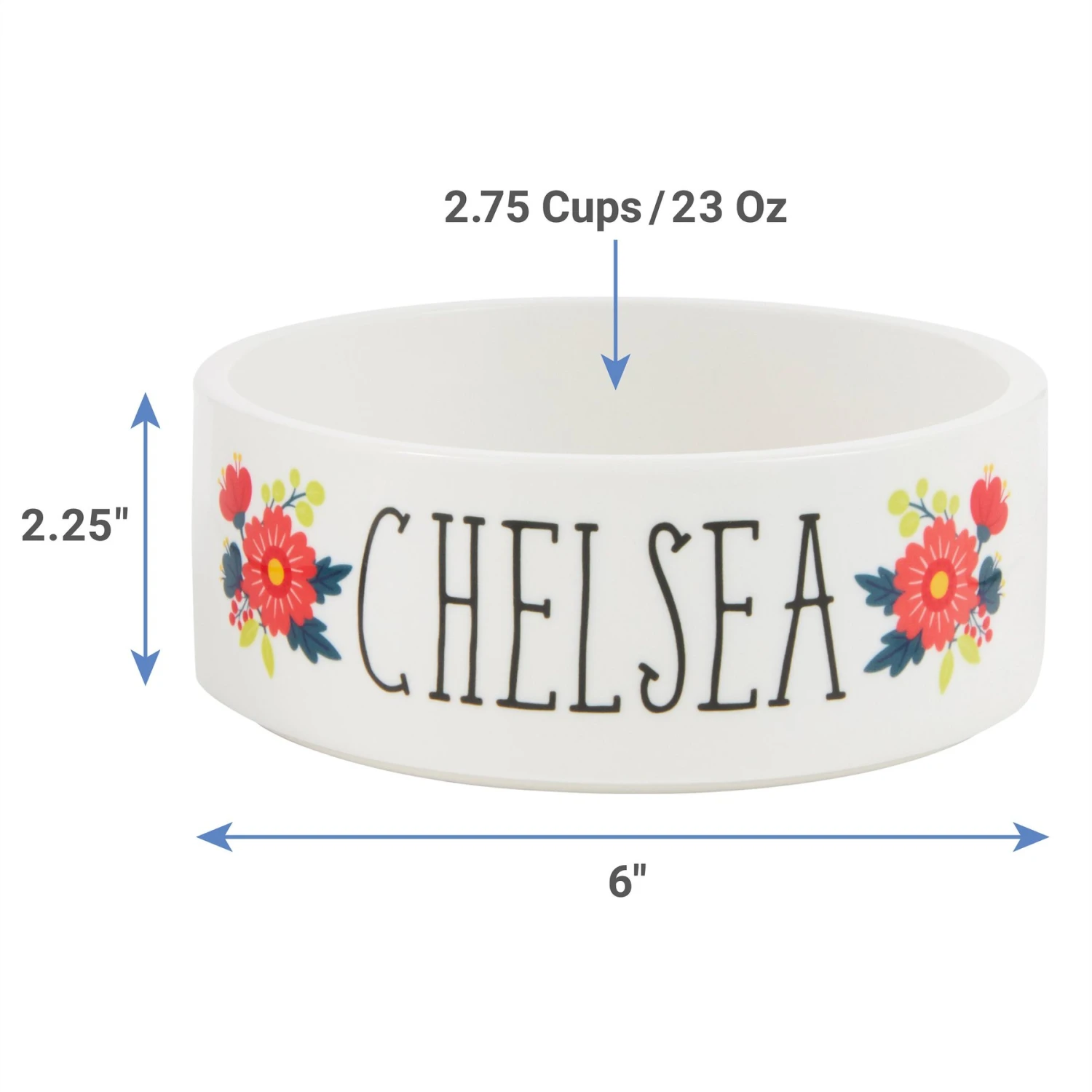 Frisco Flower Ceramic Personalized Dog Bowl 2 Frisco Flower Ceramic Personalized Dog Bowl - Image 2