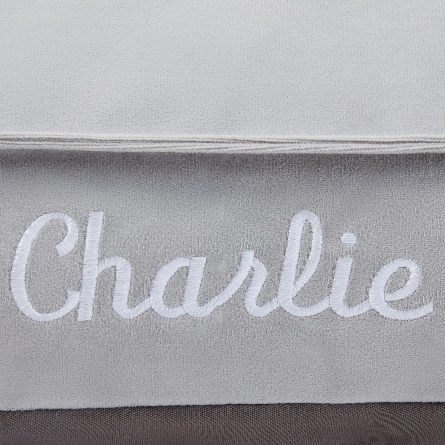 Frisco Personalized Silver Bolstered Bed With Silver Check Bolster 3 Frisco Personalized Silver Bolstered Bed With Silver Check Bolster - Image 3