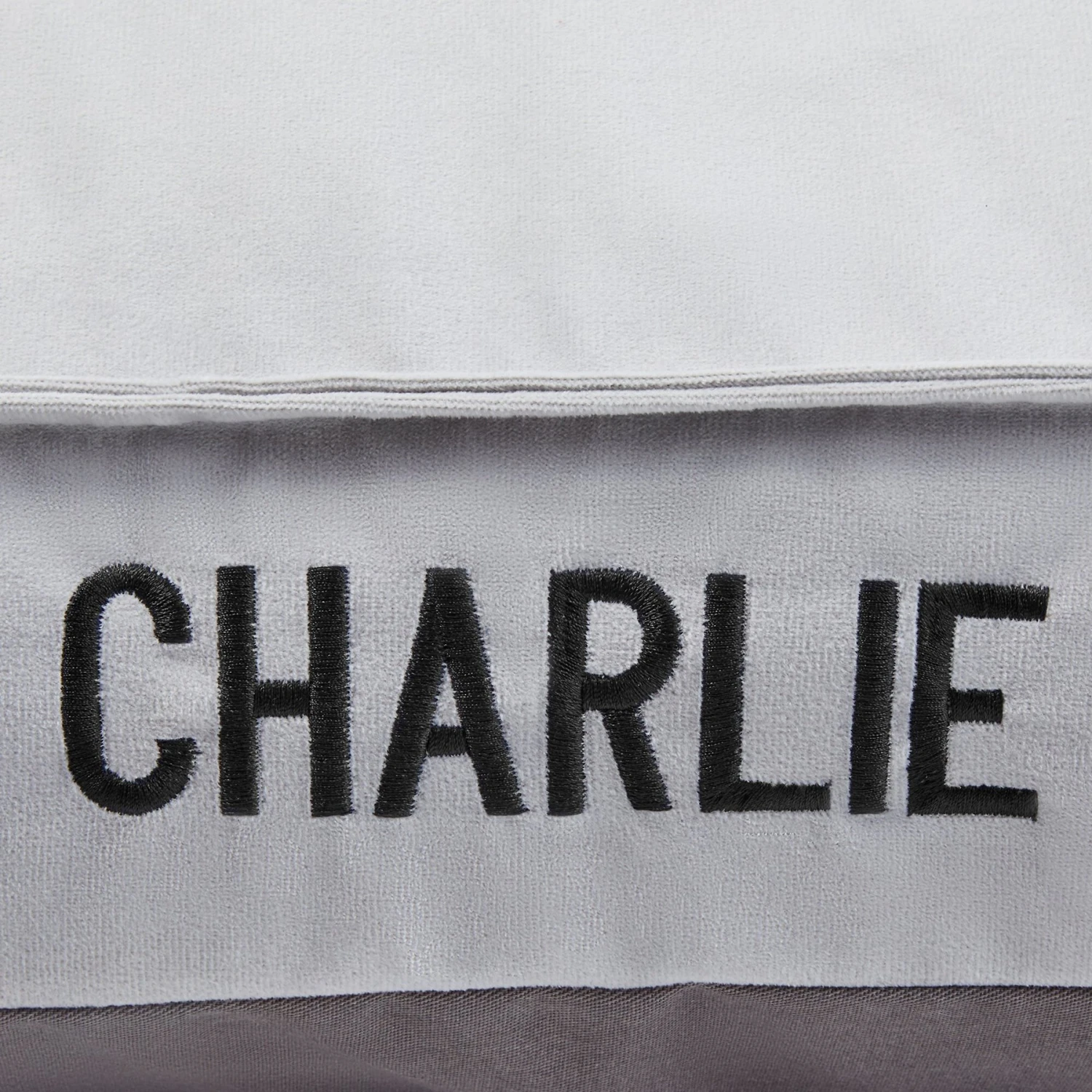 Frisco Personalized Silver Bolstered Bed With Silver Check Bolster 4 Frisco Personalized Silver Bolstered Bed With Silver Check Bolster - Image 4