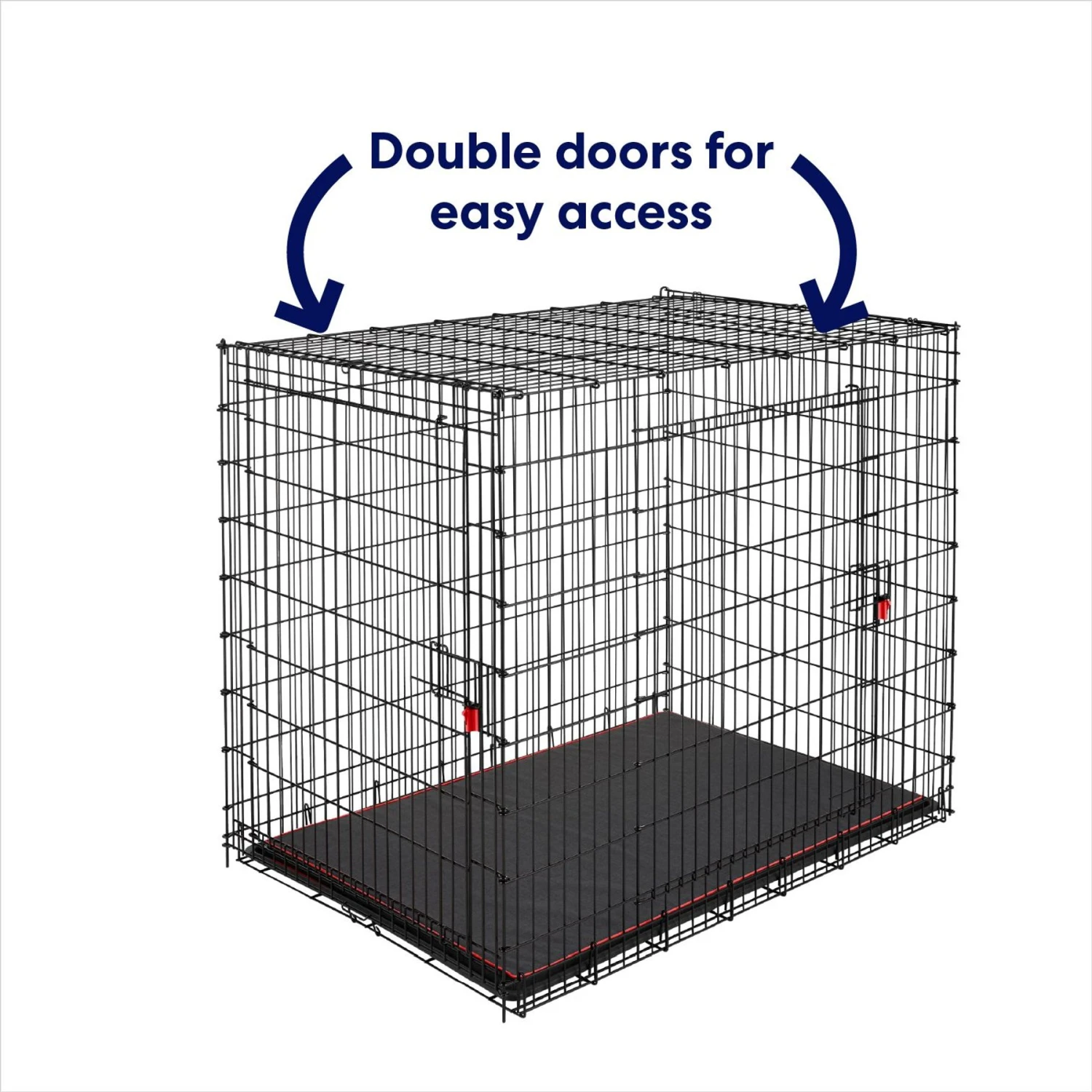 Frisco XX-Large Heavy Duty Enhanced Lock Double Door Wire Dog Crate, Fold & Carry Wire Dog Crate & Mat Kit, 54" 4 Frisco XX-Large Heavy Duty Enhanced Lock Double Door Wire Dog Crate, Fold & Carry Wire Dog Crate & Mat Kit, 54" - Image 4