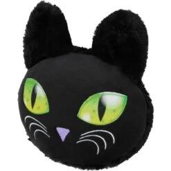 Frisco Halloween Black Cat Round Plush Squeaky Dog Toy