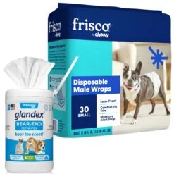 Vetnique Labs Glandex Wipes Rear End Anal Gland Cleansing & Deodorizing Hygienic Rear End Boot The Scoot Dog & Cat Wipes & Frisco Disposable Male Dog Wraps